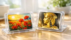 Nya konstmynt gör stulna mästerverk levande igen – på rektangulära silvermynt